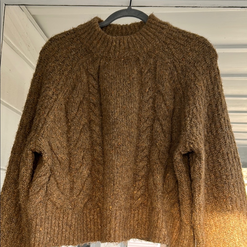 Cozy Brown Cable Knit Sweater